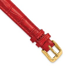 DeBeer 12mm Red Crocodile-Style Grain Chrono Gold-tone Buckle Watch Band