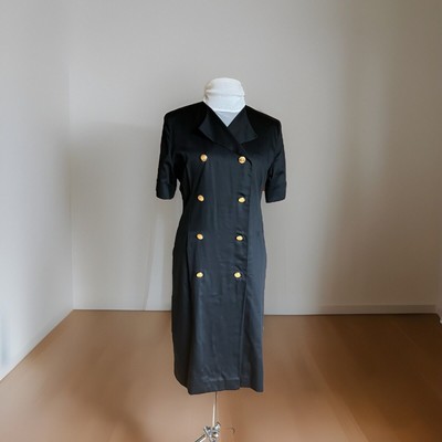 BLEIYLE Blazerkleid mit MetallKnöpfe Gr. 40 Schwarz Kurzarm,Doppelreihig, Cotton