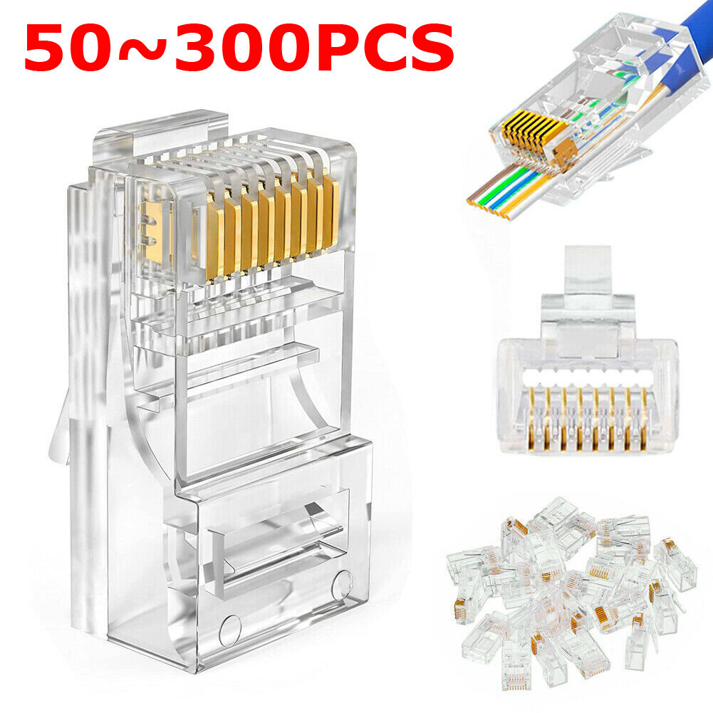 RJ45 Pass Through Modular Plug Network Cable Connector End 8P8C CAT6 CAT5