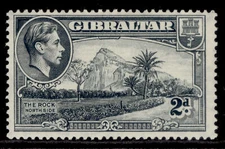 GIBRALTAR GVI SG124a, 2d grey , M MINT.