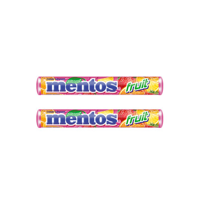 2 x MENTOS FRUIT Strawberry, Lemon & Orange Flavors Chewy Dragees Candy 2 x 38g