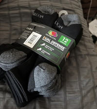 12Pk Mens Dual Defense Ankle Socks Moisture Wicking Odor Control Cushioned Sole