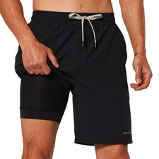 Mens Swim Trunks with Compression Liner 9 Inch Quick Dry Swim Shorts with Poc...