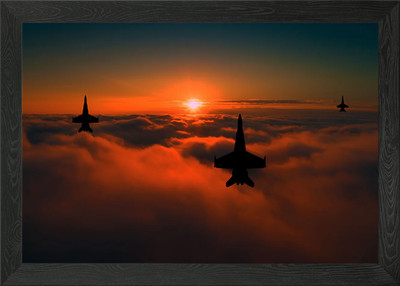 F18 Hornisse Silhouette gerahmtes Wandbild Poster Leinwanddruck Bild