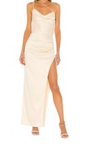 Lovers  Friends Maegan Gown Champagne Satin Asymmetric Dress SZ XS Event NWT