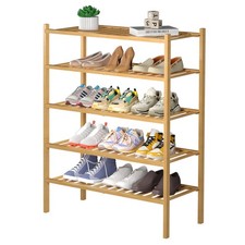 ROMGUAR CRAFT 5 Tier Bamboo Shoe Rack for Closet Free 5 tier, Natural 