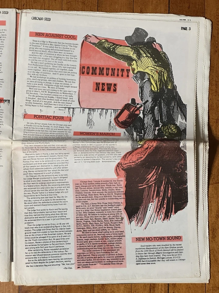Chicago Seed Vol. 6 No. 13 Fourth Anniversary – 1970 Underground Newspaper - Image 4 of 4