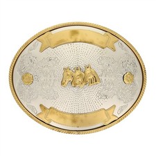 G Silver Horse Western Rodeo Cowboy Cowgirl Horseback Riding NOS Vtg Belt Buckle