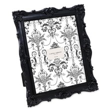 Laura Ashley 8x10 Black Ornate Textured Hand-Crafted Resin Picture Frame with Ea