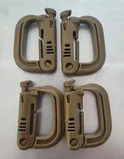 TACTICAL MOLLE II ITW NEXUS COYOTE GRIMLOC LOCKING D-RING CARABINER  Lot Of 4