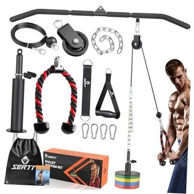  Cable Pulley System Gym, Power Rack Pulley Attachment with 2 with Nylon Pulley