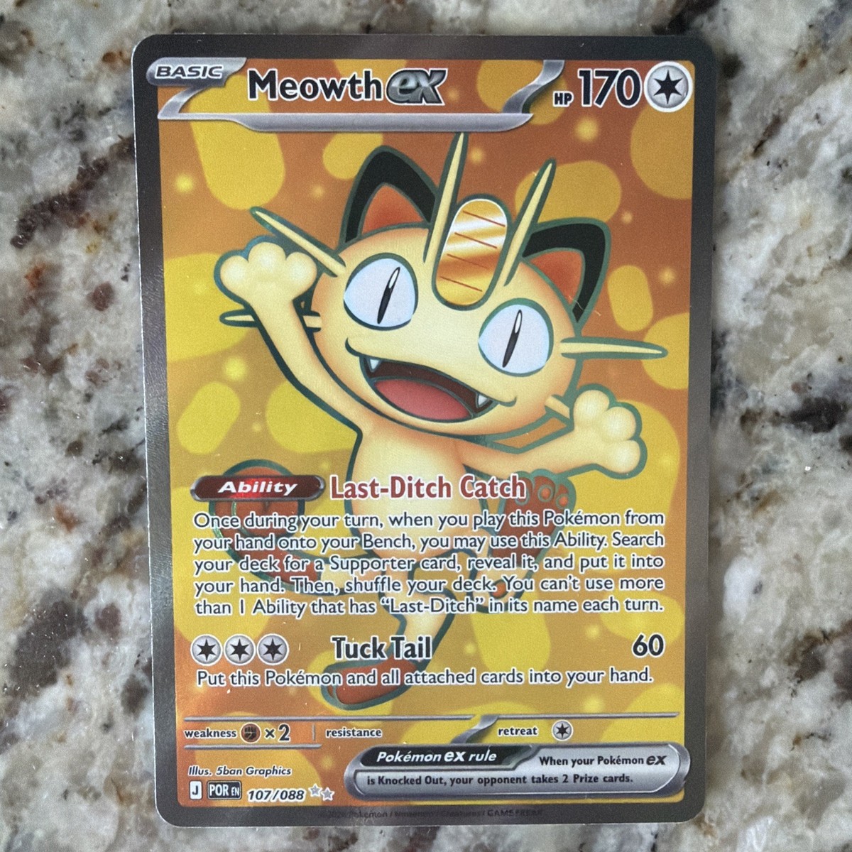 🔥 2026 POKEMON MEOWTH EX FULL ART# 107/088 MEGA EVOLUTION PERFECT