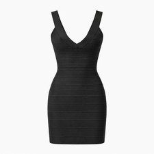 Herve Leger Sydney abito donna piccolo nero fascia bodycon LBD midi cocktail