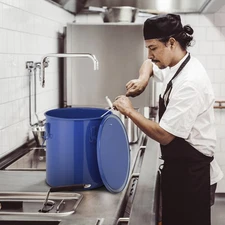 LEADZM 8 Gallon Steel + Internal and External Coated Blue Oil Filter Drum Fryer