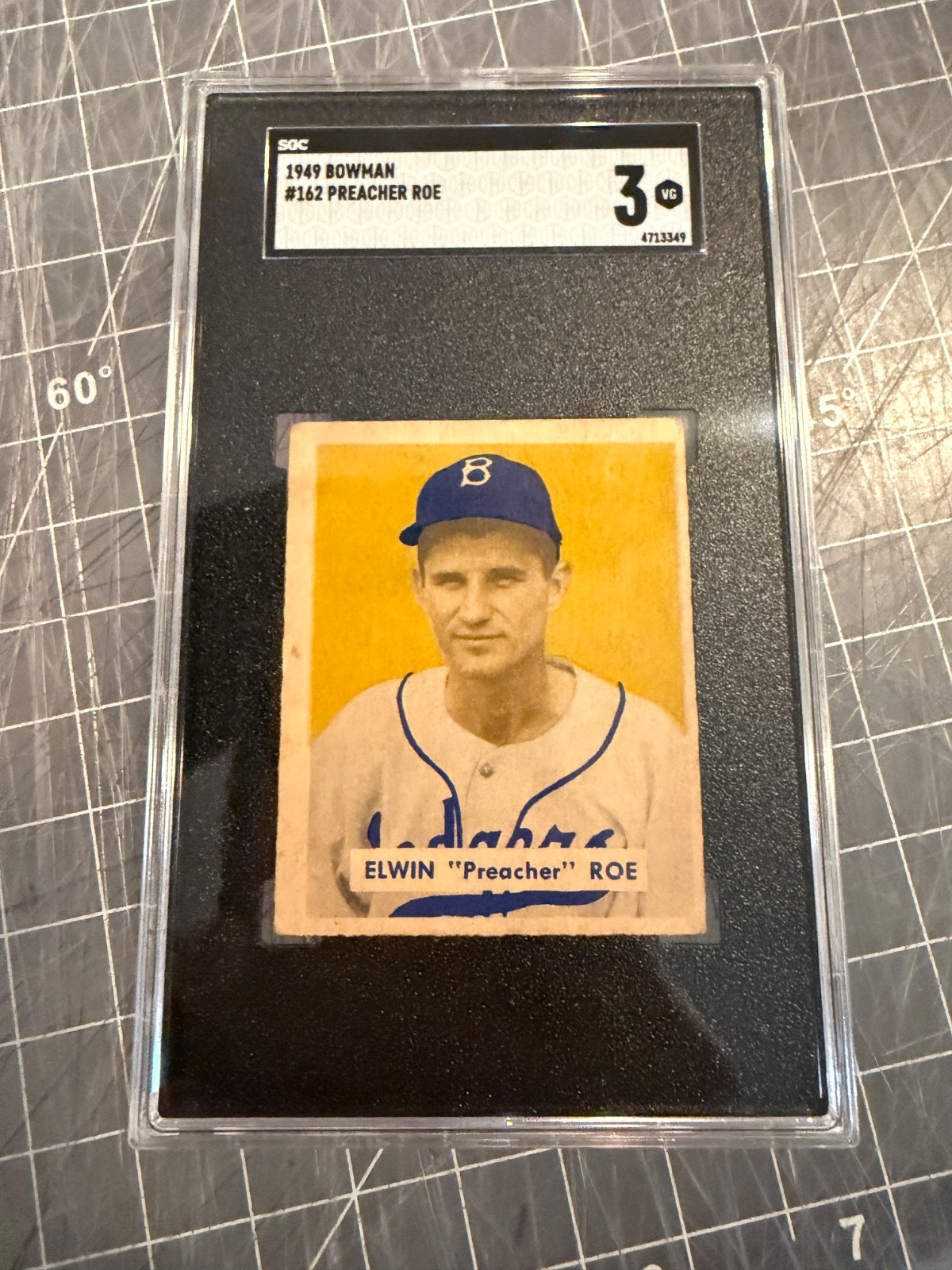 1949 BOWMAN #162 EDWIN PREACHER ROE BROOKLYN DODGERS BASEBALL CARD SGC 3 VG