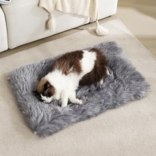 Fluffy Dog Cat Bed Mat 19.6x31.4 inch, Washable Soft Plush Faux Fur.. Grey ..B12