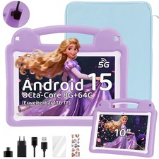 10 Zoll IPS Kinder-Tablet Android 15 64GB WLAN Bluetooth Lern-Apps Tablet-PC SD