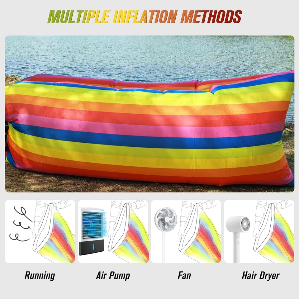 Rainbow надувной диван - портативный лежак для взрослых и детей, крытый открытый Cam - Изображение 4 из 4