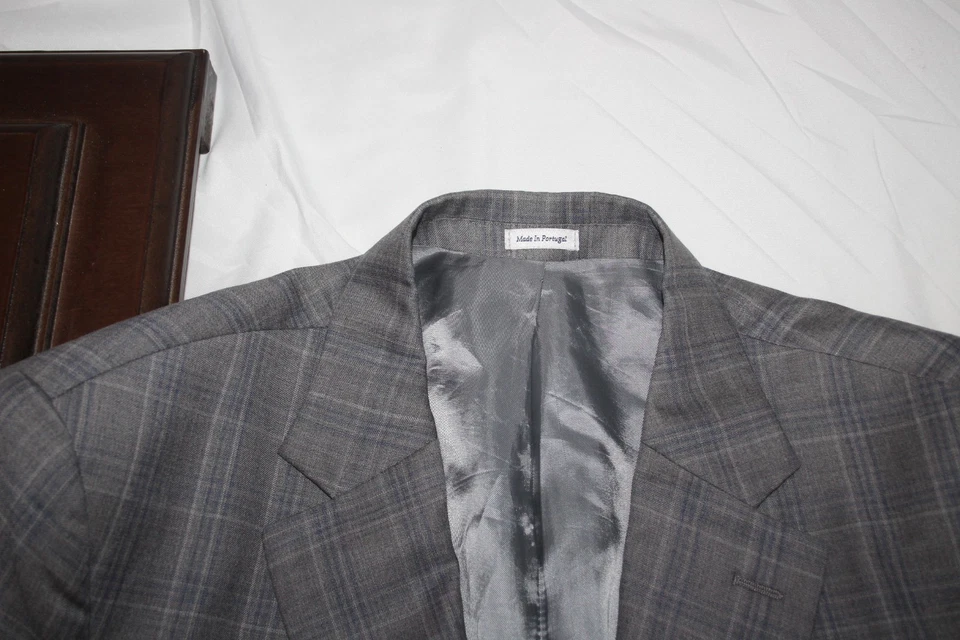 PETER MILLAR Men's 44S Gray Plaid Wool Sport Coat Made in Canada 2B 2 Vent - Image 2 of 4