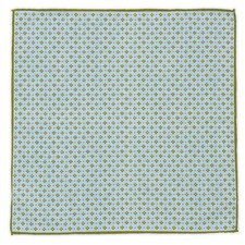 VANNUCCI Handmade Blue-Green Medallion Cotton Pocket Square NEW 33cm x 33cm