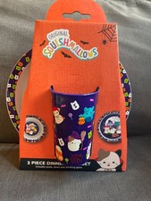 Squishmallows 3-częściowy zestaw zastawy obiadowej, nowy, upiorny halloween, talerz / kubek / miska