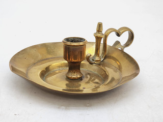 Vintage Brass Chamberstick / Candlestick Holder with Snuffer Tool A124 Y487