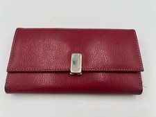 Liz Claiborne Wallet Red Leather Granny Smith Flat Basics Unique Clasp