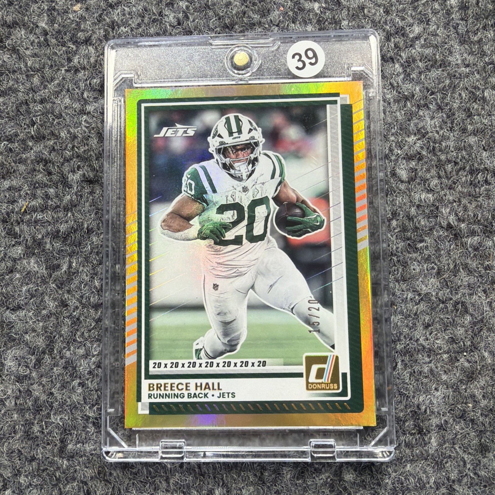 2025 Donruss Breece Hall /20  Gold Laser 20x20x20x20 Parallel Numbered Rare