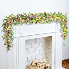 6FT Wildflower Garland, Floral Garland for Spring Summer, Artificial Wildflower