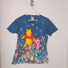 Disney Winnie The Pooh Piglet Short Sleeve Women's Cotton Scrub Top Size S