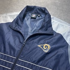 Reebok St. Louis Rams Jacket Men's L Blue NFL Football Fan Full Zip Windbreaker