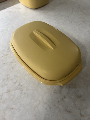 Tupperware Microwave Vegetable/Rice Steamer 3 Piece Vintage Harvest Gold 1970