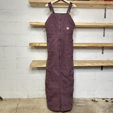 Y2K Carhartt Insulated Duck Bib Overalls  Deep Plum  WR027 DPM Women  s 8x32