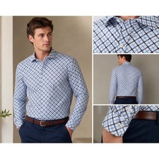 Banana Republic Mens Dress Shirt L 16-16.5 Blue White 100 Cotton Classic Fit