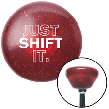 White Just Shift It. Red Retro Metal Flake Shift Knob w/ M16x1.5 Insert Shifter