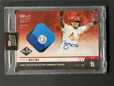 2019 Topps Now Game Used Base Yadier Molina Auto 3/10 Red
