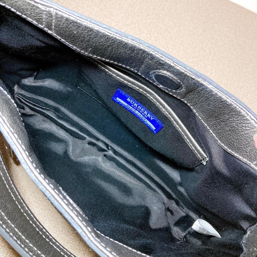 Burberry Blue Label One Shoulder Bag Navy Glitter Canvas Leather Logo Bag New thumbnail 17