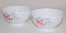 Cheng's White Jade Porcelain Pink/Blue Floral Bowl 2" D x 4.5" W --- Pre-owned