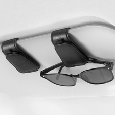 2 Pack Sunglass Holder for Car Visor, Glass Magnetic Leather Clip