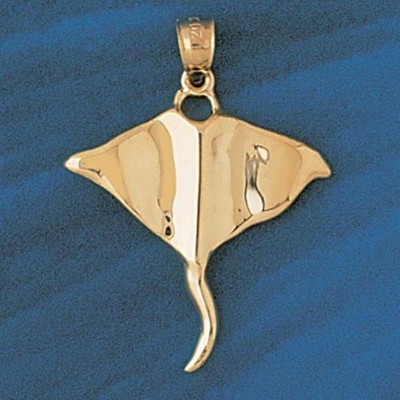 Stingray Fish Charm Pendant 14k Gold (3.3 Grams)