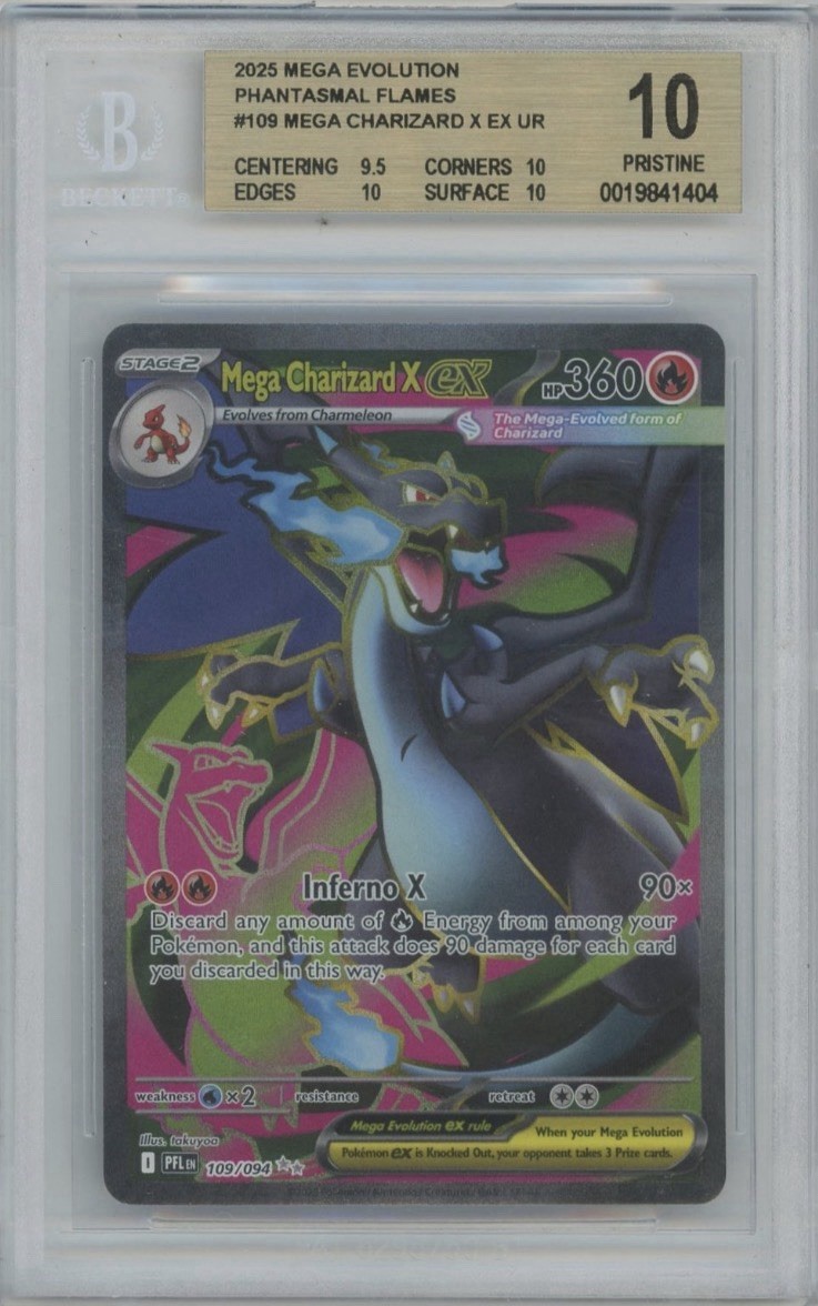 Pokemon Mega Charizard X EX 10 Phantasmal Flames UR Holo 109/094 BECKETT GOLD🏆 view 3