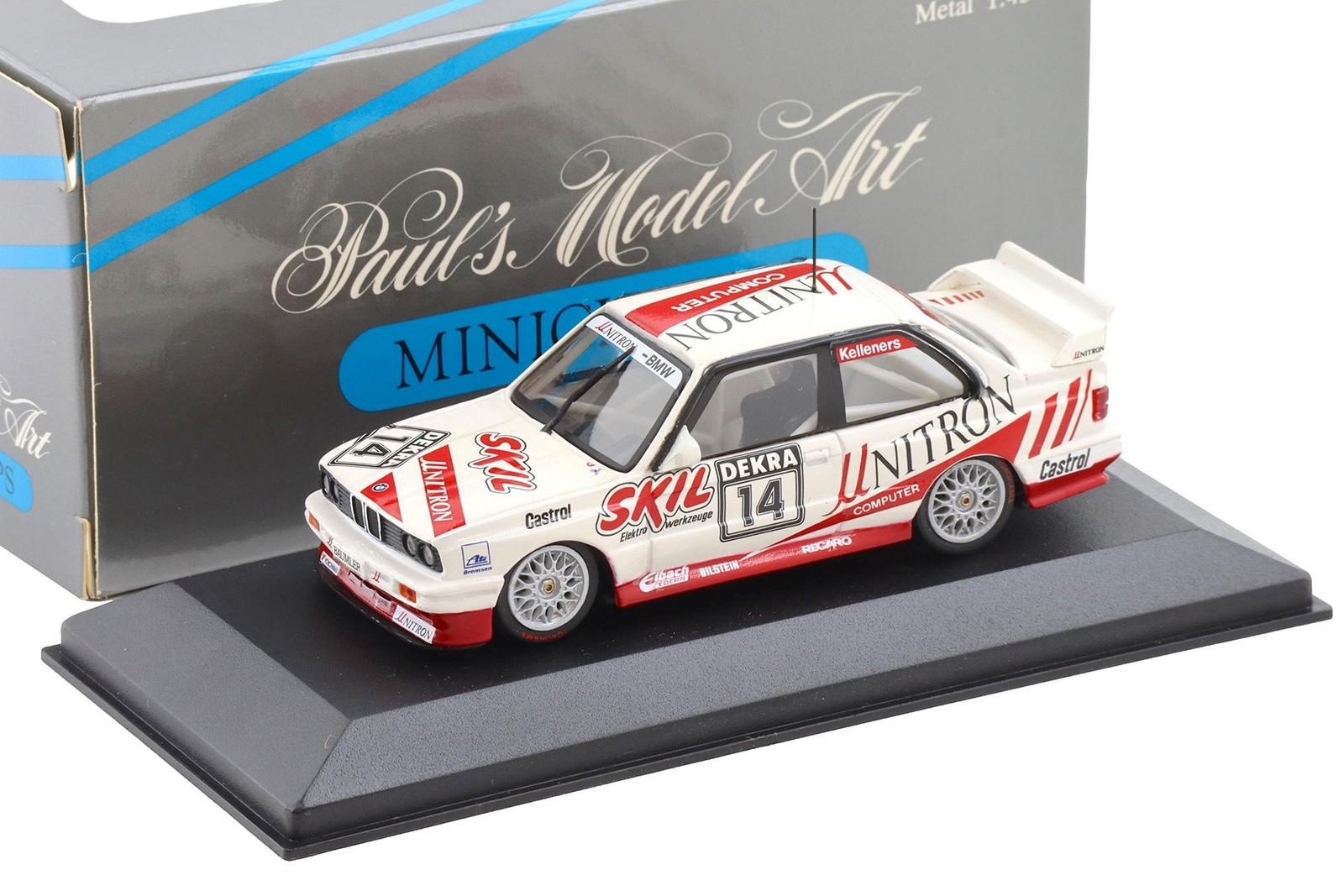 1:43 Minichamps BMW M3 E30 Sport Evo Team Unitron #14 Kelleners Diecast Model