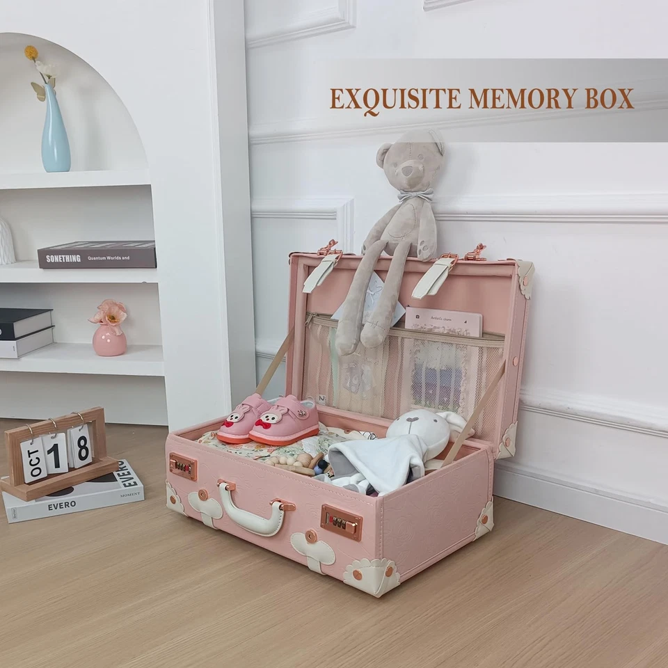 Estuche de recuerdo para bebé, caja de almacenamiento de memoria hecha a mano de 18", caja de recuerdo para recién nacidos, vi... Foto 3 de 4