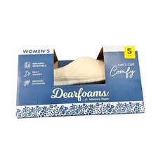NEW Dearfoams Womens Memory Foam Slippers Size S 5-6 Cream Indoor Outdoor NIB