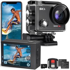 Action Camera 5K 30FPS Waterproof Camera Underwater 131FT with EIS WiFi App R...