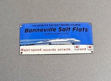 Vintage 12 Bonneville Salt Flats Porcelain Sign Car Oil Gas Motorcycle Truck