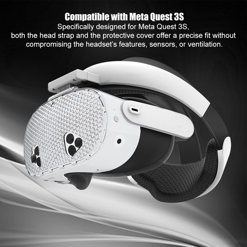 For Meta Quest 3S Upgraded Halo Head Strap &Ventilated PC Front Cover Protection