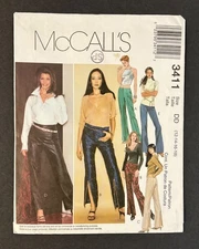 McCall's Pattern 3411 Misses Fitted Low Rise Flared Leg Pants (Size 12-18) UC FF