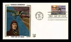 DR JIM STAMPS US COVER LINDBERGH FLIGHT 50TH ANNIVERSARY FDC ZASO SILK CACHET