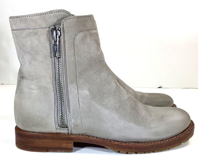 FRYE Women's Size 6B Natalie Double Zip Leather Lug Sole Ankle Boot in Gray $288